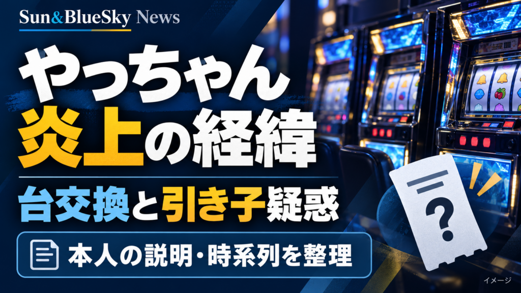 やっちゃんの台交換騒動と引き子疑惑を時系列で整理する記事のイメージ